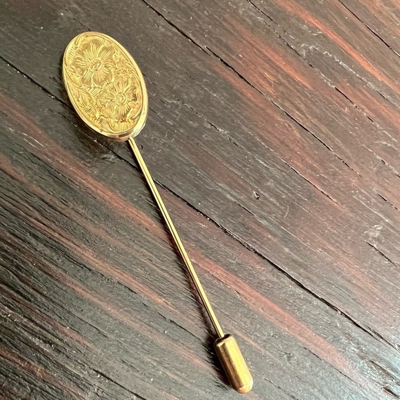 Vintage Floral Gold Tone Hat Pin 2.5" - Picture 1 of 7